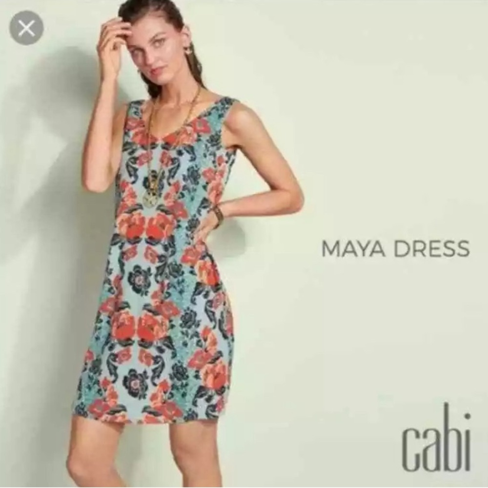 CAbi 5400 Maya Floral Tropical Open Back Sleeveless Shift Pullover Dress Medium